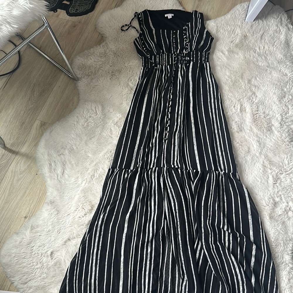 EXHILARATION BLACK STRIPE DRESS